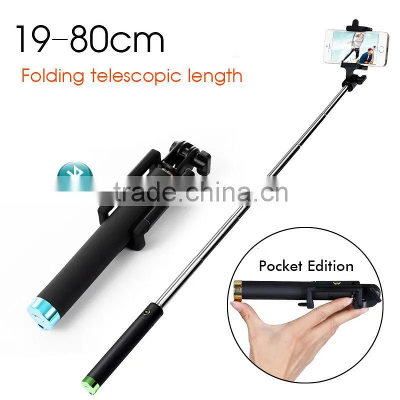 high-end innovative design travel snapshot camera tripod folding bluetooth selfie stick monopod for ios android smartphones