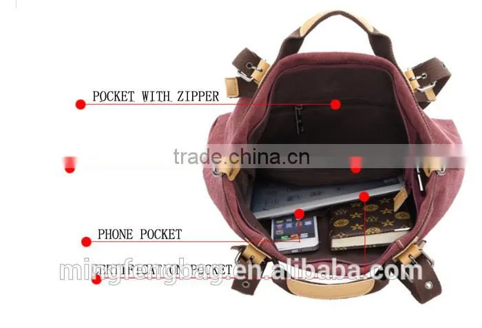 2016 Wholesale Custom lady hand bag Fashionable Tote Canvas Lady Bag
