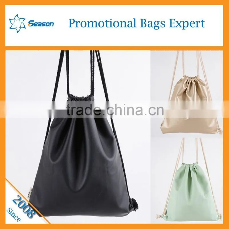 Women first choose drawstring cosmetic bag/ Leather drawstring bag jute