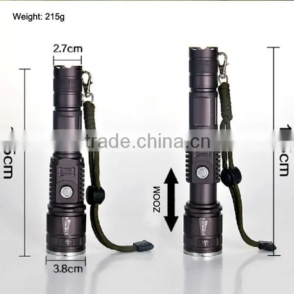 6611 Classic Hidden USB Rechargeable T6 LED Police Flashlight power bank 2600