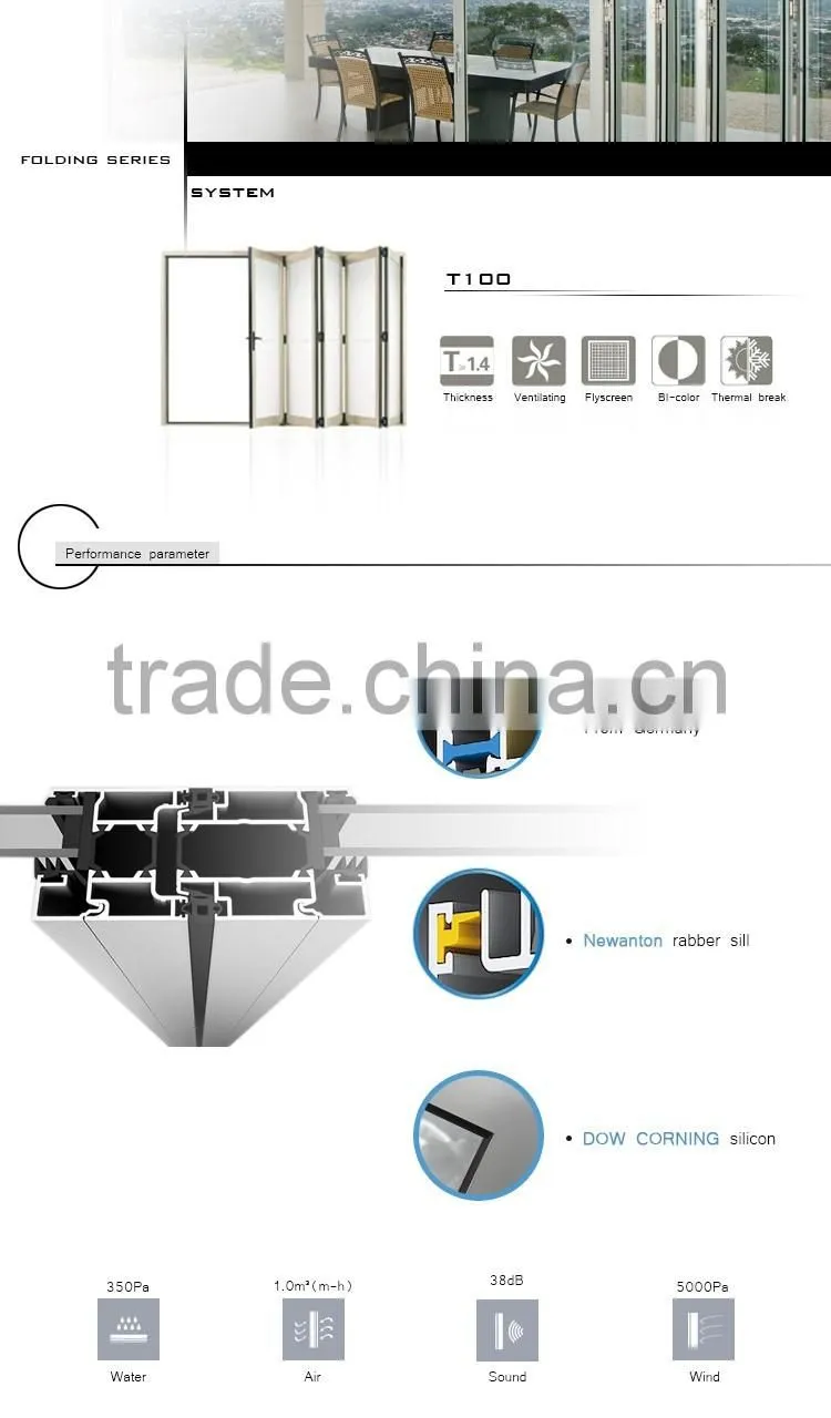 aluminum profile prefabricated new design folding accordion windows