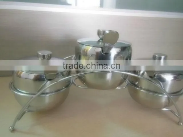 Stainless steel S/S Sugar Bowl/salt bowl/ with spoon