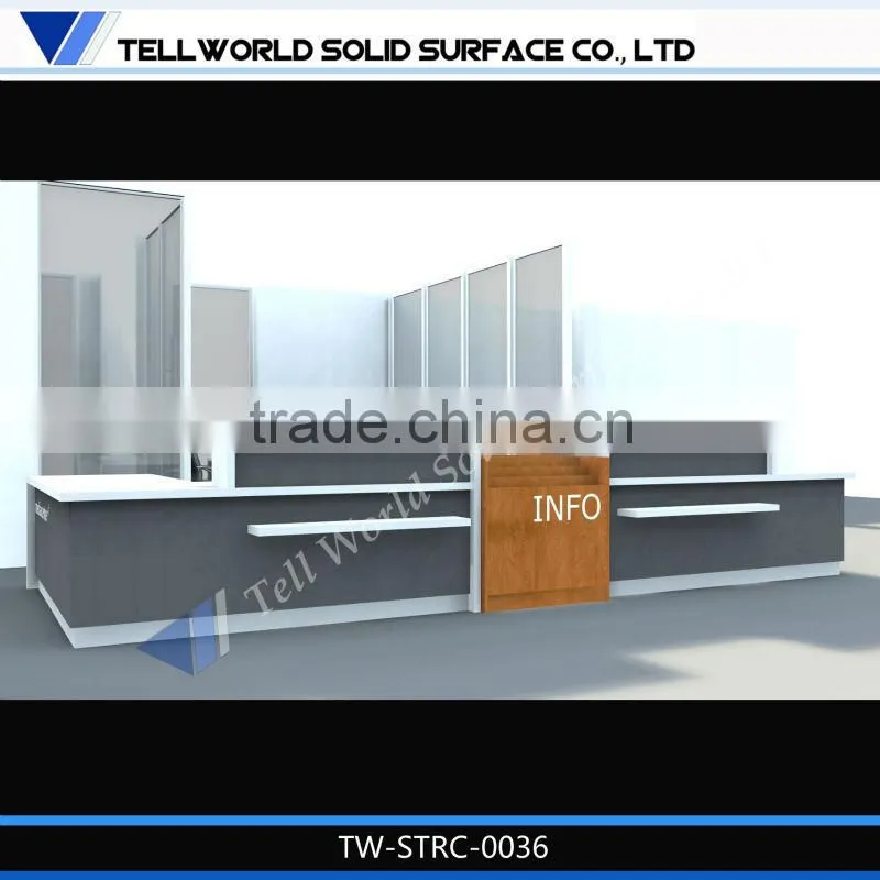 Fancy Style Office Furniture Artificial Marble Reception Counter Design