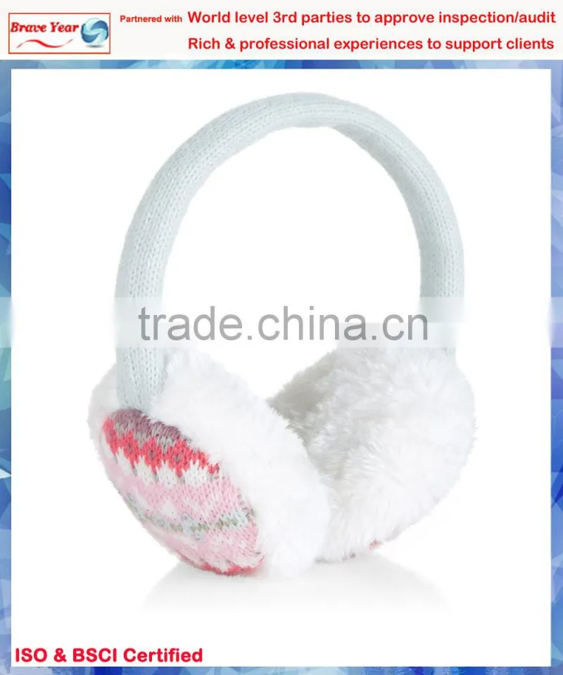 Fairisle sequin fur earmuff,plush earmuff,sound proof earmuff
