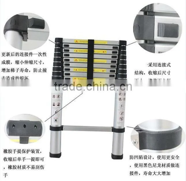 2.6M aluminum telescopic ladder EN131