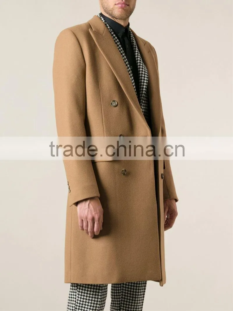 2014 new style camel Cashmere tailor made long coat men
