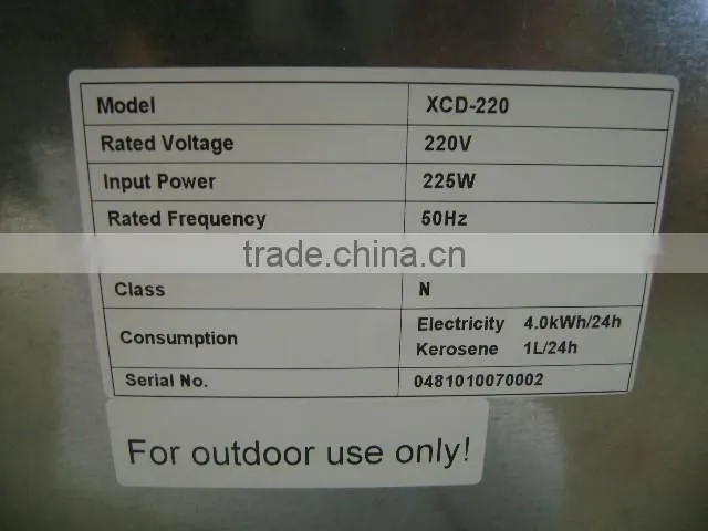 XCD185 kerosene powered refrigerator and freezer SASO CE CSA SONCAP