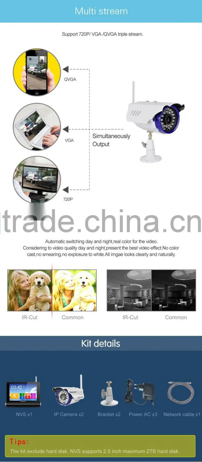 VStarcam waterproof touch screen wifi poe ip camera outdoor
