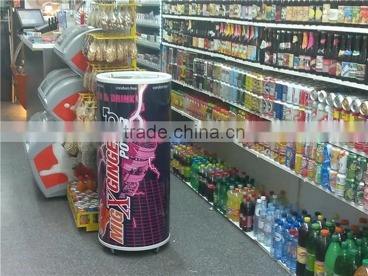 High quality barrel shape beverage can cooler with Acrylic door design
