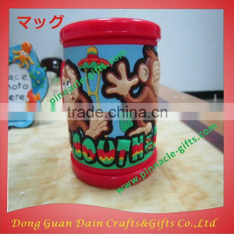 3D animal plastic mugs with soft pvc mugs