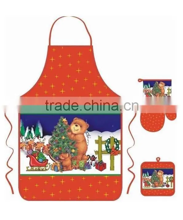 Christmas printed kitchen apron set with pot holder and oven mitts china suppliers