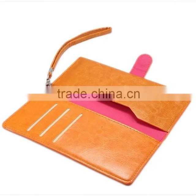 For Apple Iphone 4 5 6 plus Wallet Case Pu leather case with Card Slots and Cash Compartment Flip Cover