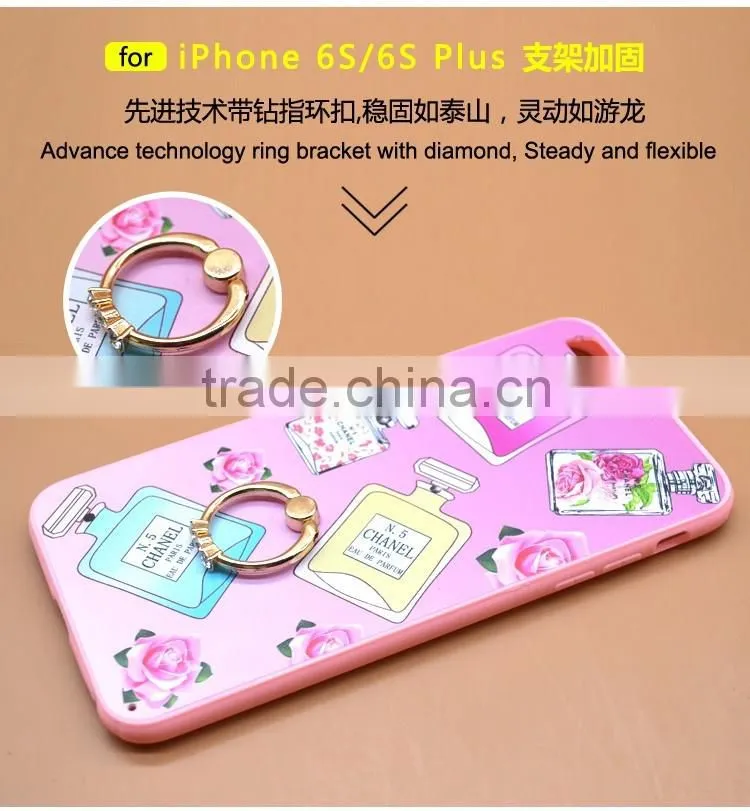 Hot Selling Perfume TPU+PC 2-in-1 Hybrid Pattern Phone Cases With Ring Bracket For iPhone 6s Plus