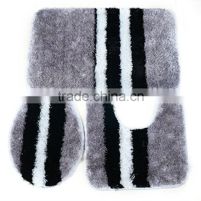 2014 New polyester shaggy bathroom rug set