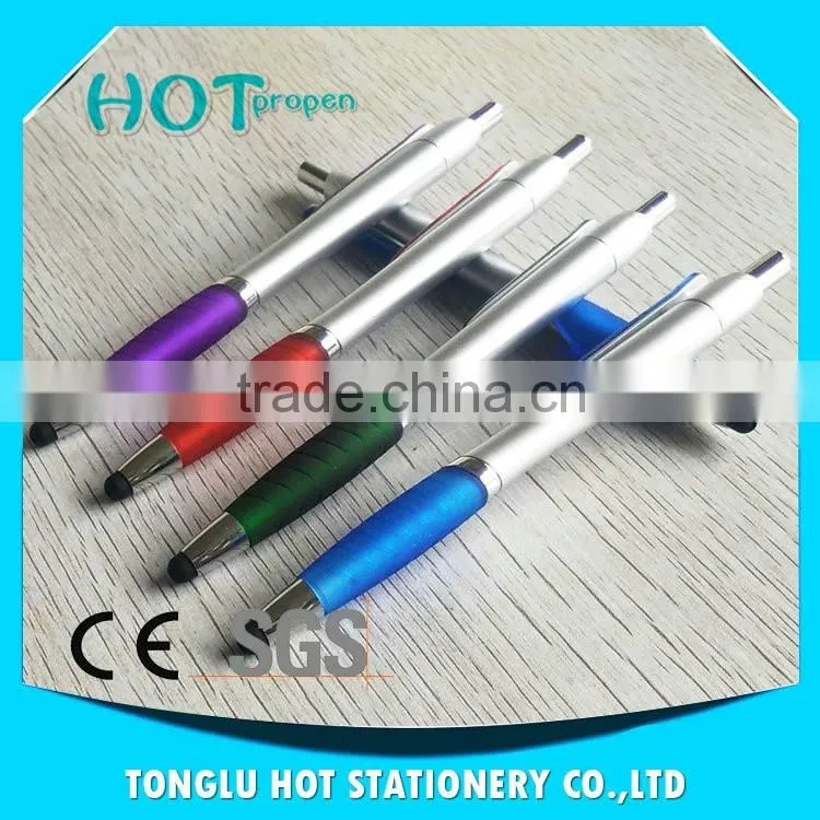 High demand export products Lacquer silver barrel 2 in 1 touch screen stylus pen