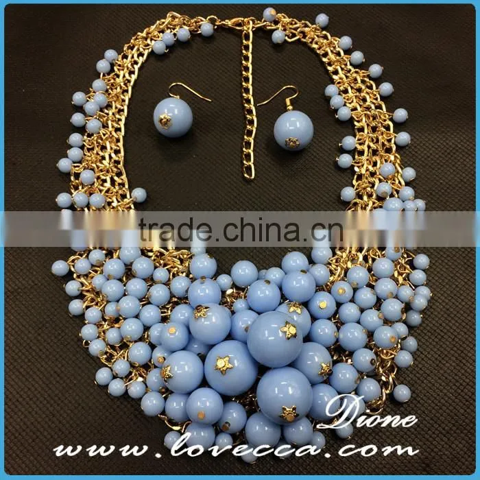 Green beads stones luxury bohemian bib collar exaggerate beaded charms necklace