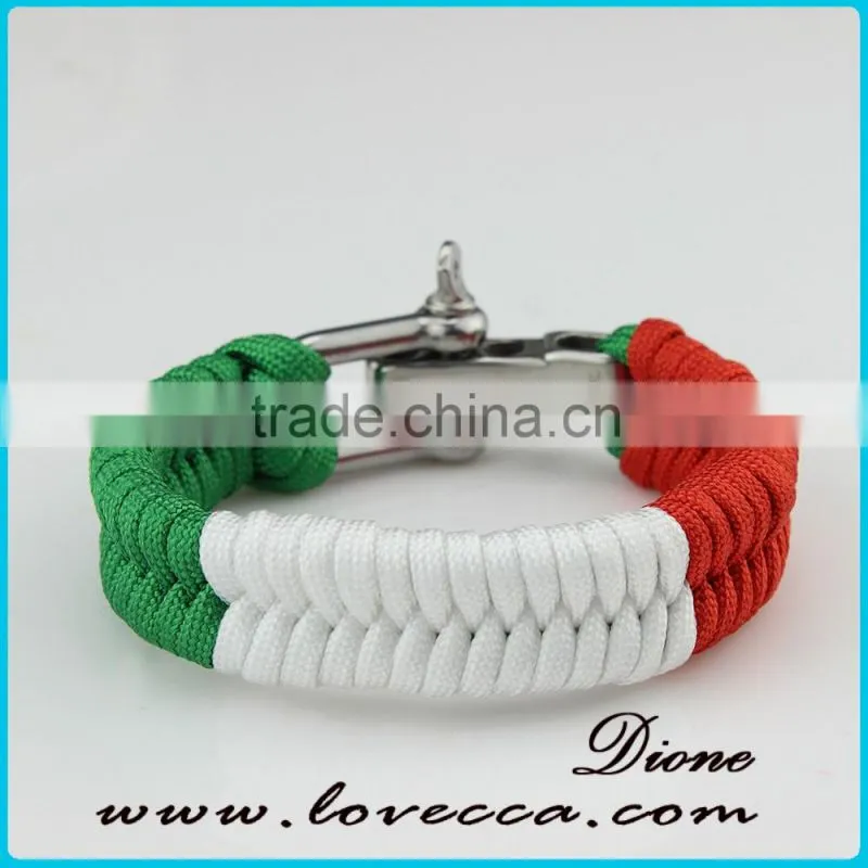 factory direct sales braided adjustable bowshackle buckle survival paracord bracelet