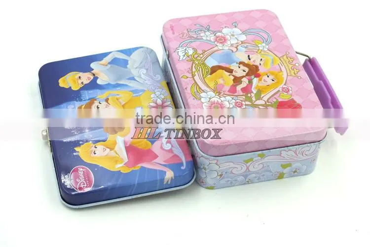 Rectangular Kids Gift Tin Lunch Box with Handle and Lock