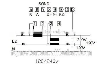 EM427 CT 120/240V 1.5(6)A ct operated two phase smart bi-directional modbus electric energy meter