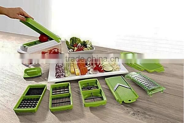 Food Container, Safety Food Holder, Bonus Peeler - All-in-One Vegetable Cutter, Slicer, Grater & Julienne Slicer