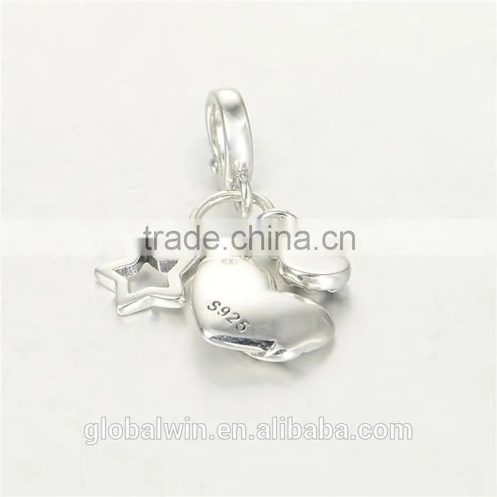 Heart Bracelet Charms European Charm Bracelet Necklace 100% Real 925 Sterling Silver S219 Aaa Cubic Zirconia