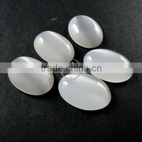 13x18mm oval white synthetic cat eye cabochon DIY supplies for earrings,rings,pendant charm findings 4120066