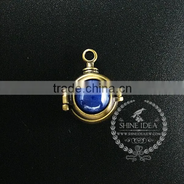 22mm round setting bronze steam punk blue,orange,green,purple,sky blue and champage ceramic DIY pendant charm supplies 1810422