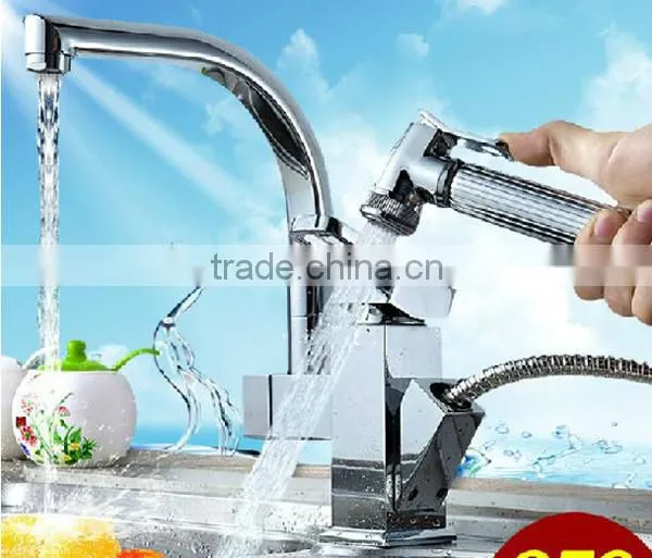 New design brass kitchen faucet, Kitchen faucet with shower head, pull out spray kitchen faucet