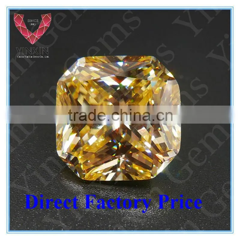 Loose Square Cut Beads for Sale/Synthetic Golden Yellow CZ for Jewelry