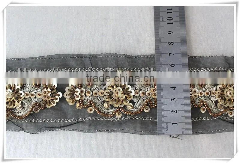 High quality embroidery gold thread Garments accessories decorative Beaded trim