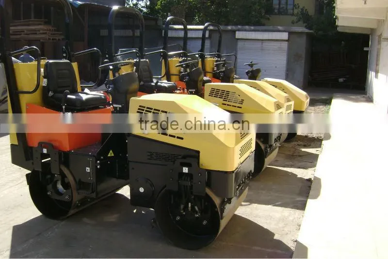 ride on double steel drum static road roller with 2 ton weight