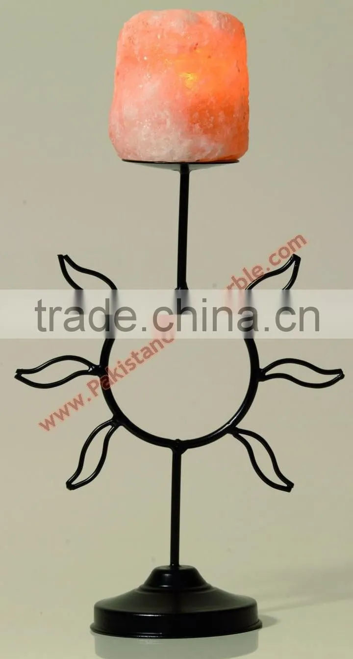 WROUGHT IRON SALT CANDLE HOLDER & TEALIGHTS