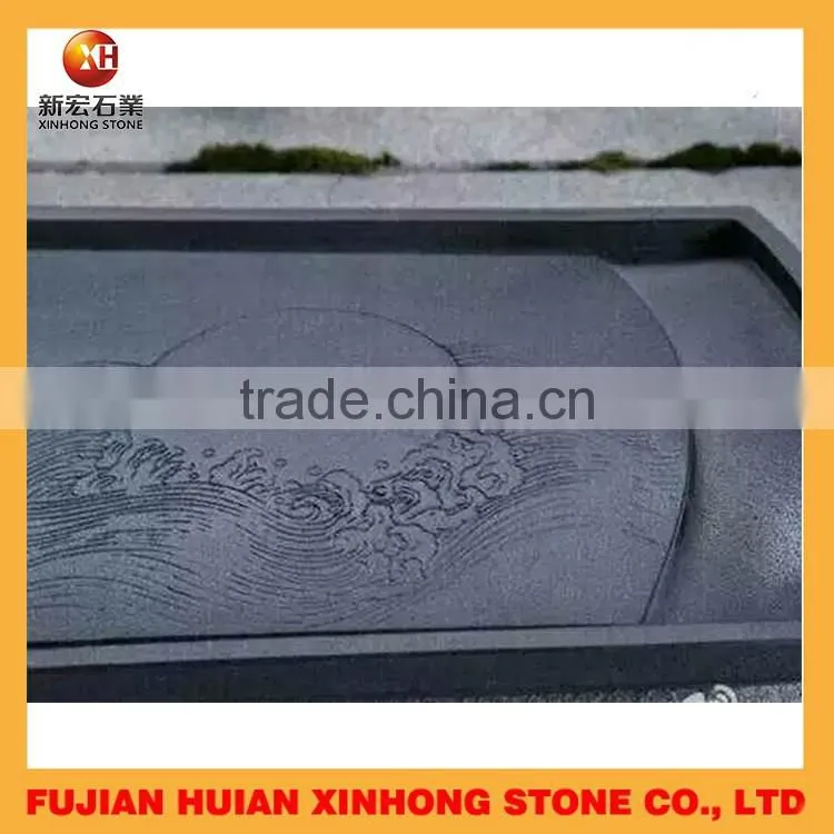 Home table decoration granite stone carved tea tray