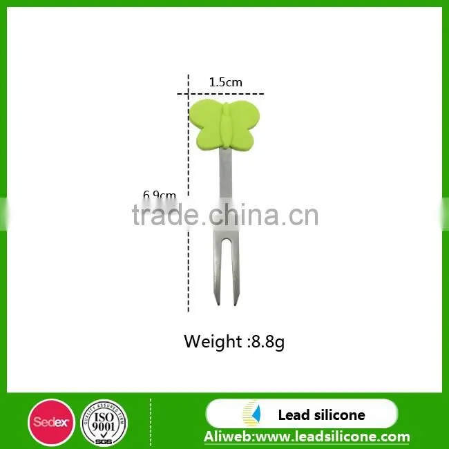 Silicone and Stainless Steel Material fruit fork set for tableware