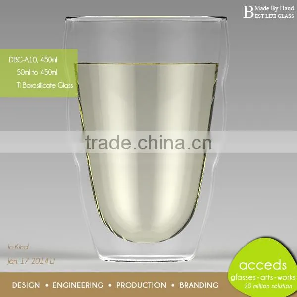 Odd-Shaped Custom Unbreakable Double Wall Big Glass Cup