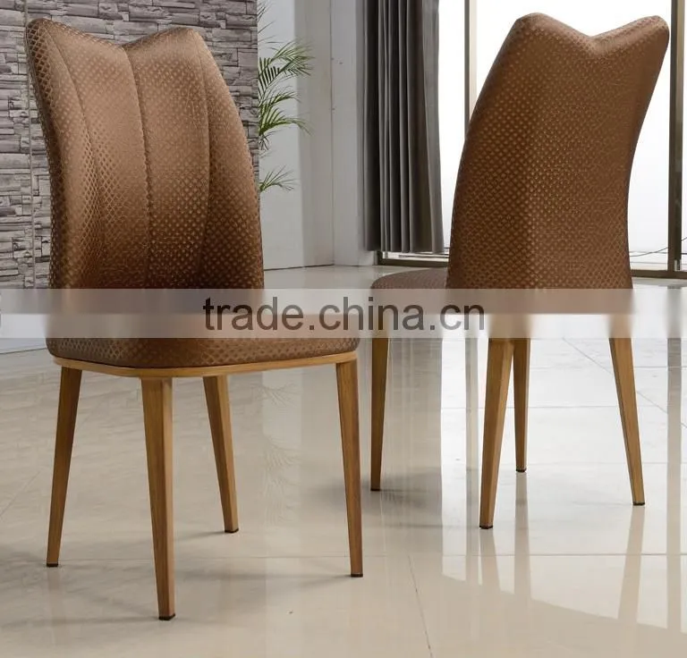high quality woodgrain stainless steel leather dining chair LQ-QT200