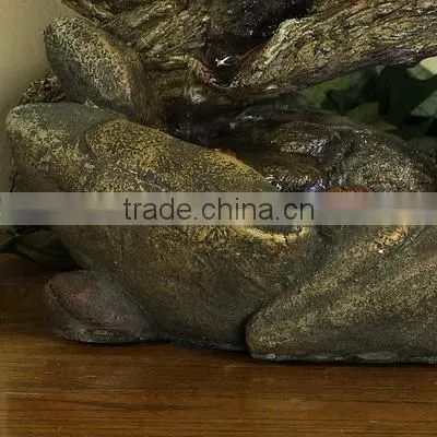 Fallen Log on River Rock Tabletop Fountain with LED Lights