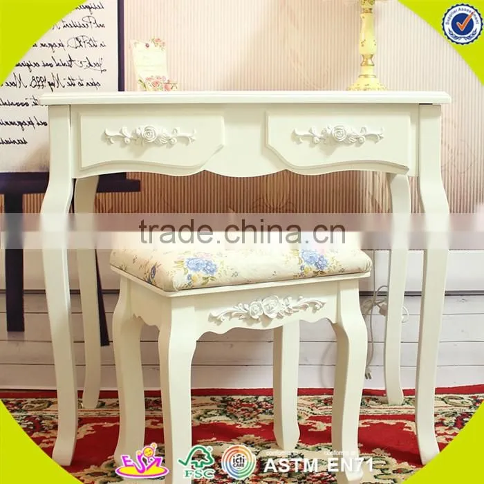 2017 New design wooden bedroom vanity furniture high quality solid wooden youth bedroom vanity furniture W08G192