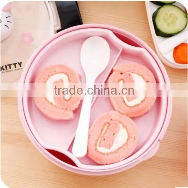 Cute Cartoon Microwaveable Double Layer Plastic Bento Lunch Box Spoon,hot new product for 2015,CUSTOM plastic lunch box supplier