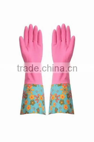 Household all purpose Retro funky floral design rubber gloves wash up