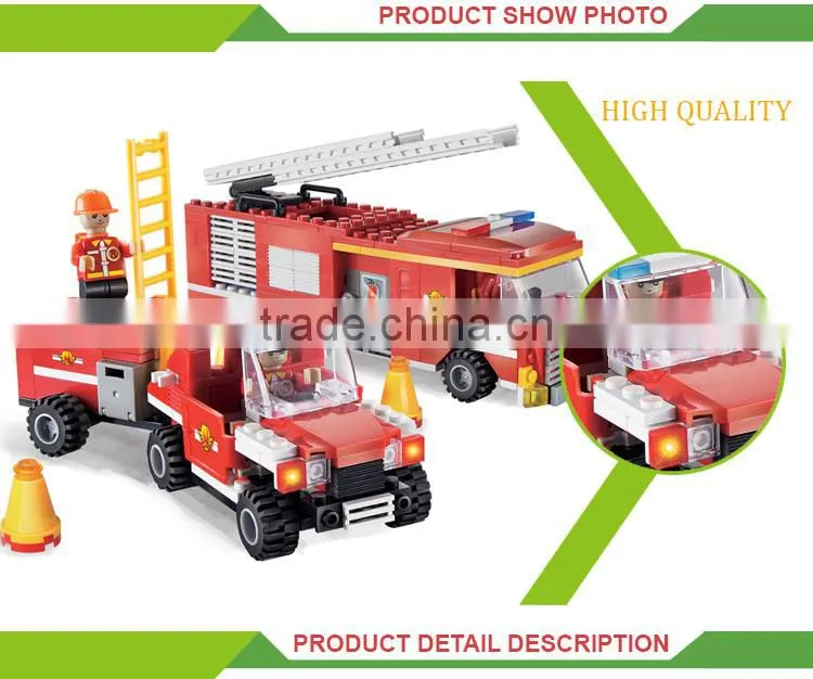Education producr diy mini fire truck plastic magic bricks toy