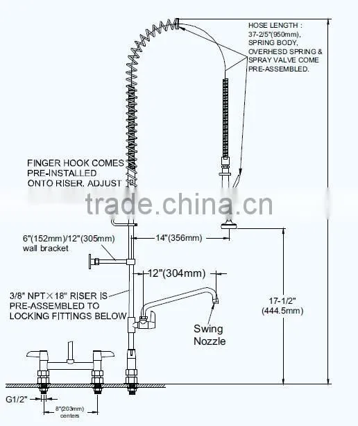 New Commercial Pre Rinse Unit Cleaning Faucet&Sink Tap,Lead Free Comply to NSF/ANSI 61