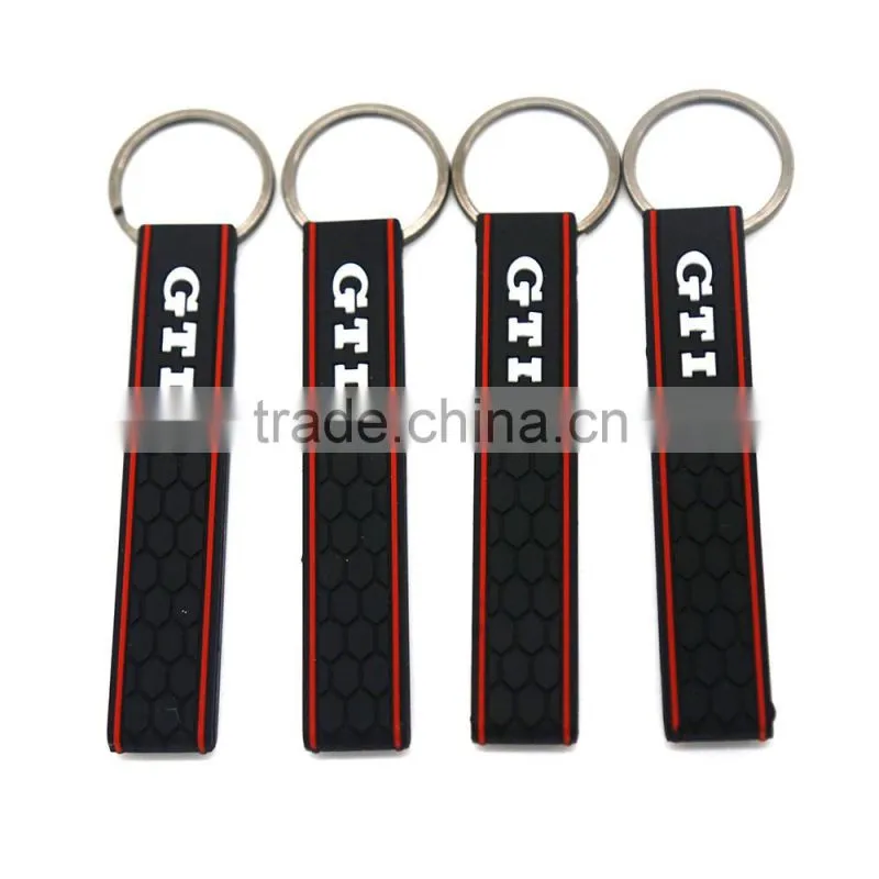 Hot selling soft pvc rubbe key rings silicone key chain for Golf GTI