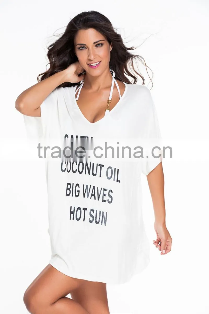 Casual Women Summer Style Letter Print Summer Bathing Suit Cover Up Beach Dress For Swimwear Wholesale Custom