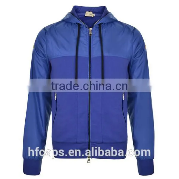 Cotton Polyester Mens Zipper Plain Royal Blue Hoodie