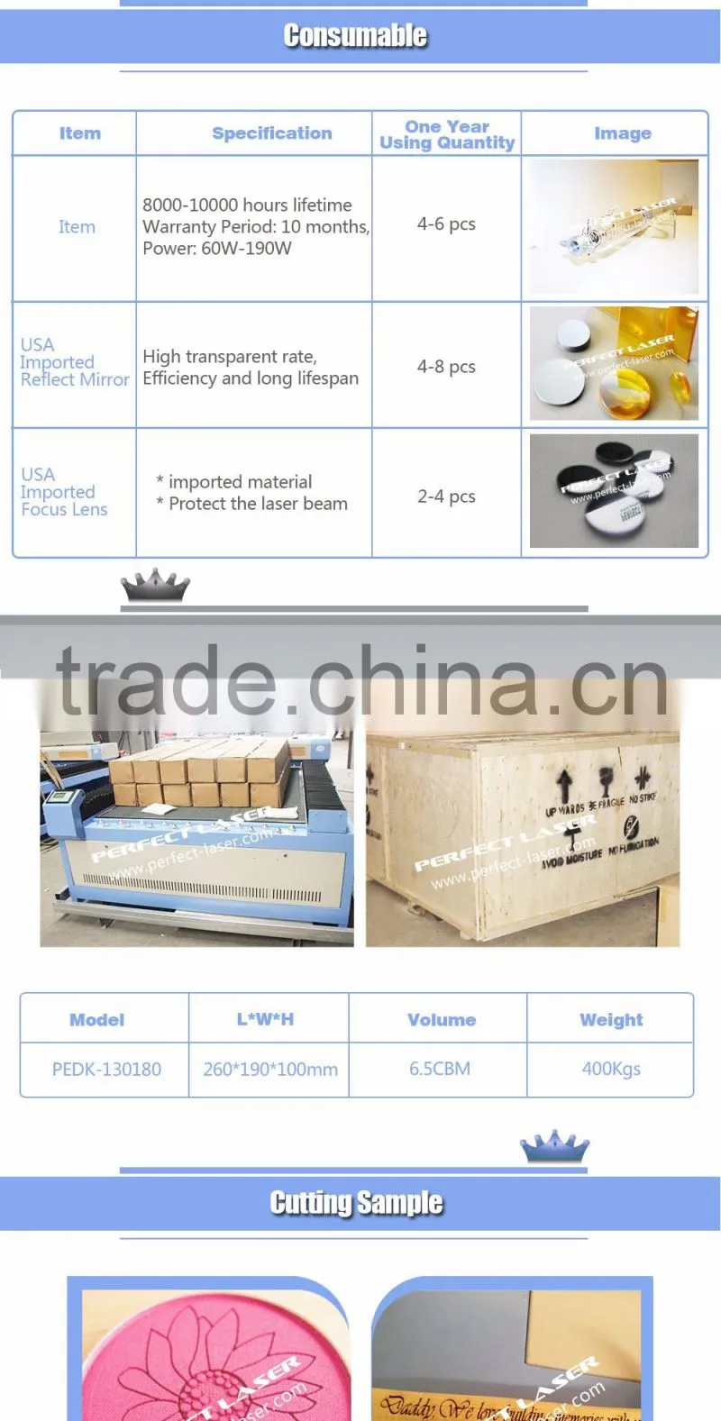 Perfect Laser PEDK-130180 100W Laser Engraving Machine with CE