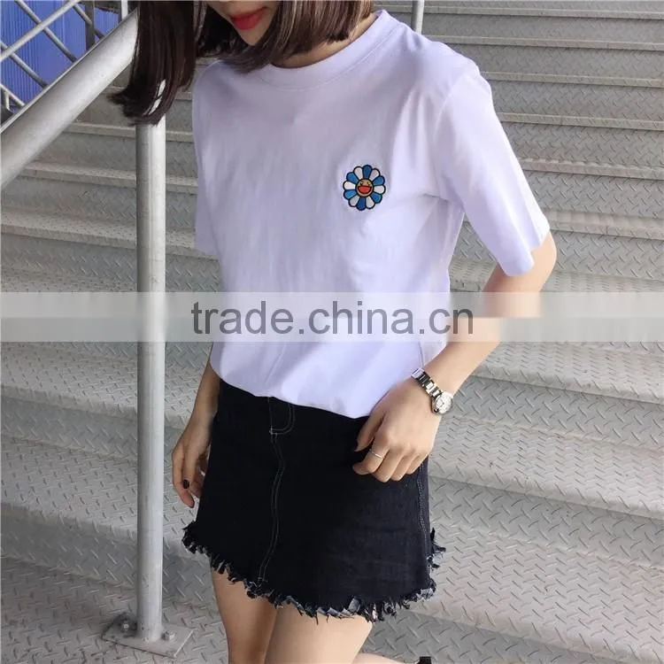 embroidered t-shirt women's 100% t-shirt wholesale from china