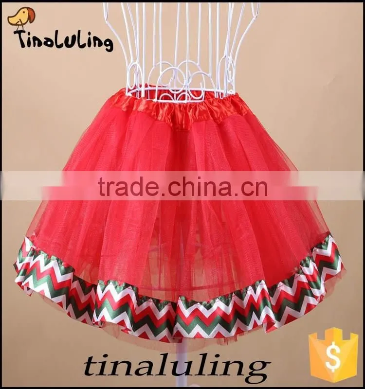 2016 latest new arrival tulle skirts kids christmas green tutus baby pettiskirts with satin ribbons