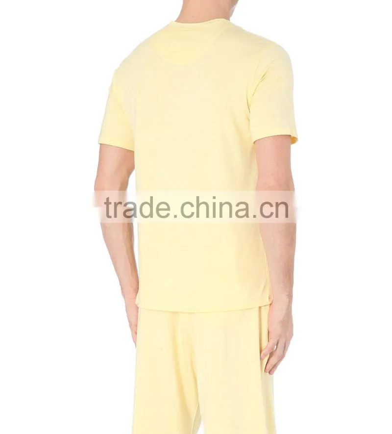 Men's yellow blank summer wholesale cotton pajamas