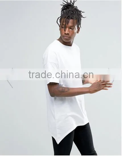 2016new fashion mens t shirt Irregular cutting t shirt blank tee